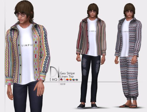 Geo Stripe Linen Top