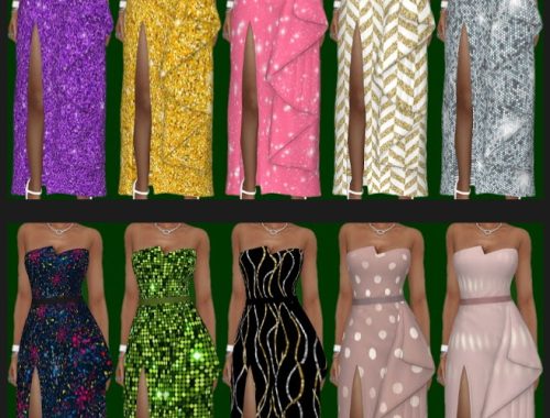 Get Famous Glitter Dress Recolors at Annett’s Sims 4 Welt