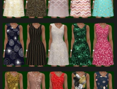 Get Famous Glitter Dress Recolors at Annett’s Sims 4 Welt