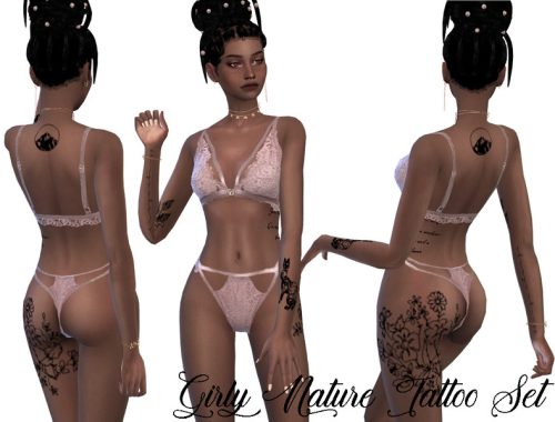 Girly Nature Tattoo Set