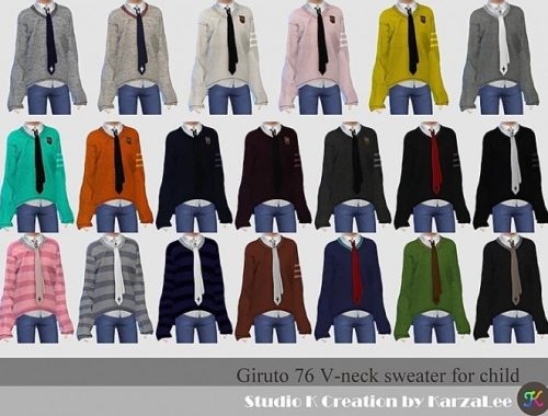 Giruto 76 V-neck sweater for child at Studio K-Creation
