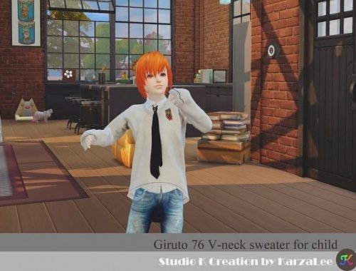 Giruto 76 V-neck sweater for child at Studio K-Creation