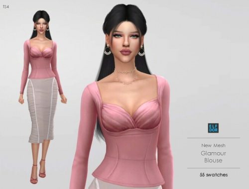 Glamour Blouse New slick mesh at Elfdor Sims