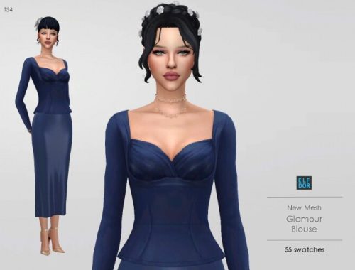 Glamour Blouse New slick mesh at Elfdor Sims