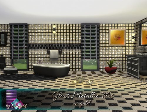 Glass Metallic Tiles in gold