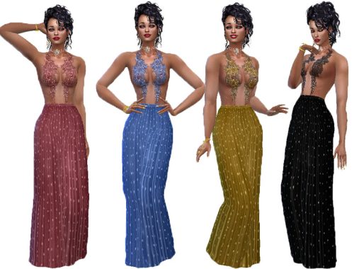 Gold silk and lace dress