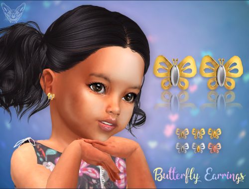 Golden Butterfly Stud Earrings For Toddlers