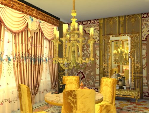 Golden Candelabre & Big Ceiling Lamp at Anna Quinn Stories