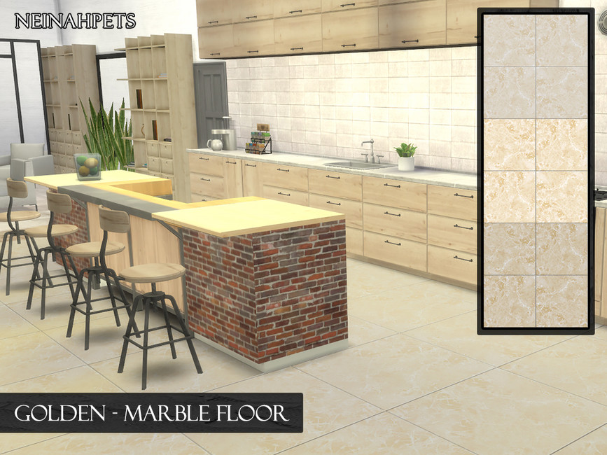 Golden Marble Tile Flooring - The Sims 4 Catalog