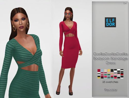 Gorillax3 Bodycon Bandage Dress RC at Elfdor Sims