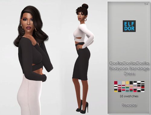 Gorillax3 Bodycon Bandage Dress RC at Elfdor Sims