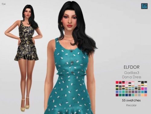 Gorillax3 Dona Dress RC at Elfdor Sims