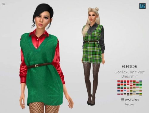 Gorillax3 Knit Vest Dress Shirt RC at Elfdor Sims