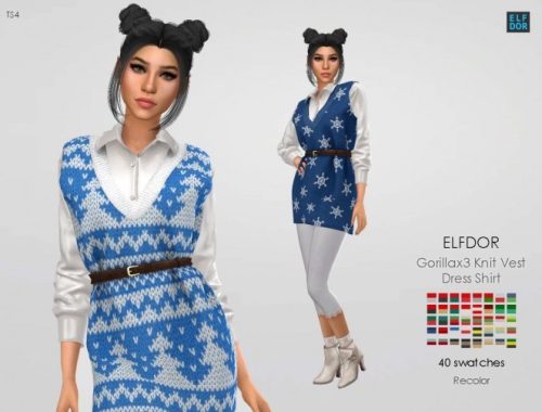 Gorillax3 Knit Vest Dress Shirt RC at Elfdor Sims