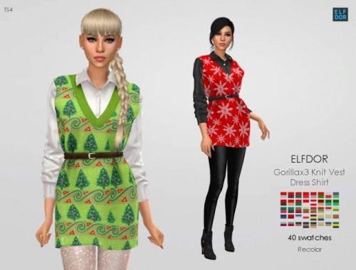 Gorillax3 Knit Vest Dress Shirt RC at Elfdor Sims