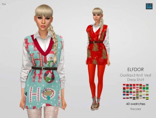 Gorillax3 Knit Vest Dress Shirt RC at Elfdor Sims