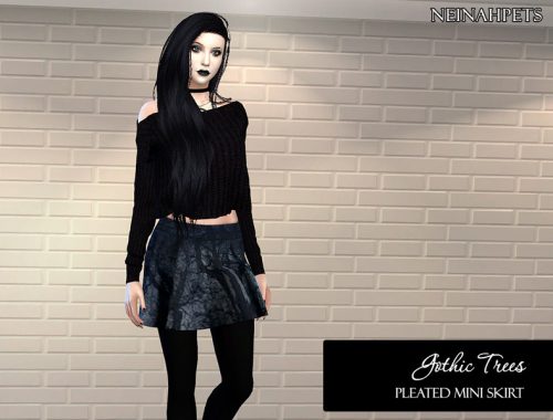 Gothic Trees Pleated Mini Skir