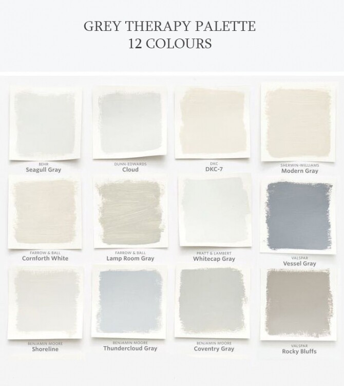 Gray therapy palette walls at Simspiration Builds - The Sims 4 Catalog