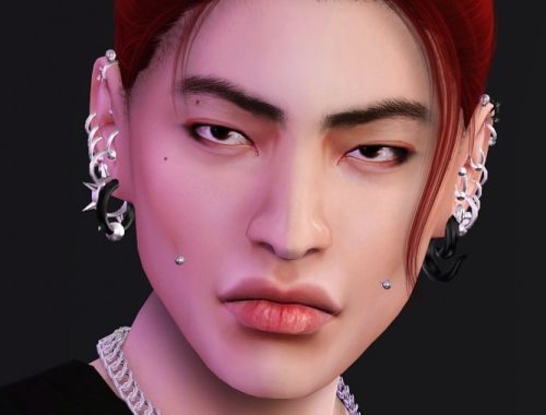 Groove cheek piercing at Praline Sims