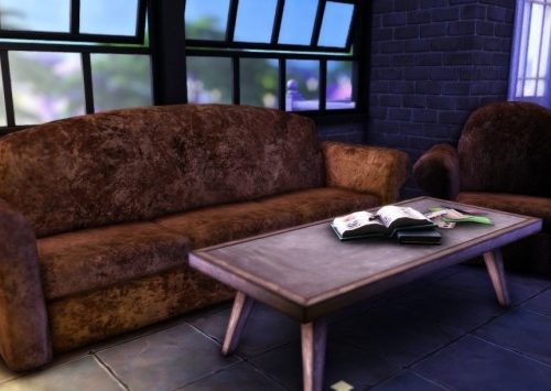 Grunge Leather Sofa & Coffee Table at Haruinosato’s CC