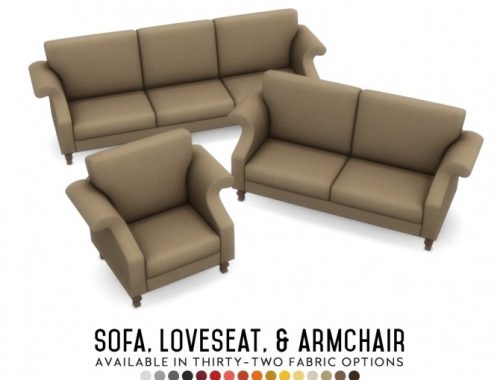 Gwendoline Sofa Suite Classic Scroll Arm Style at Simsational Designs