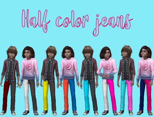 Half color jeans