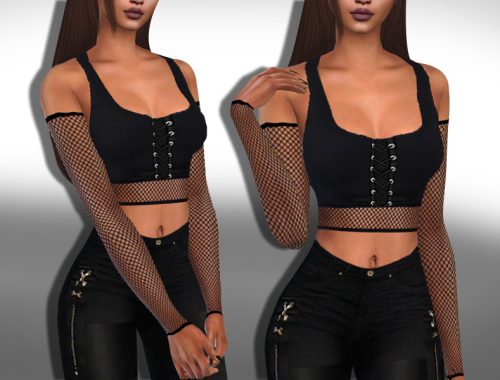 Half Sleeve Fishnet Detail Angelic Top