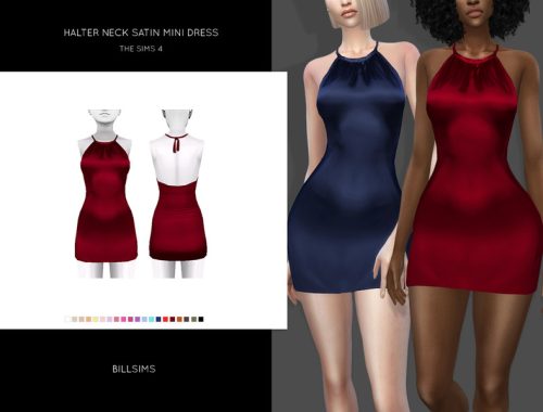 Halter Neck Satin Mini Dress