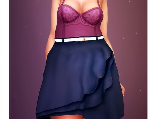 Happy Simblreen set: hairs, eyeshadow, lipstick, bodysuit & skirt at Isjao – working on uni