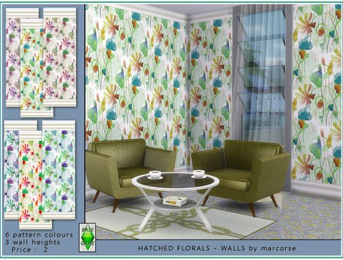 Hatched Florals - Walls by marcorse