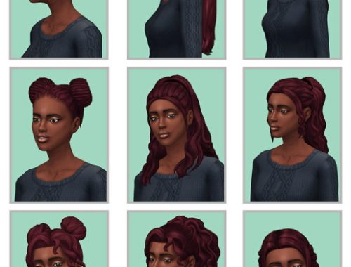 Henna hair pack 1 with a custom Buff at Frenchie Sim