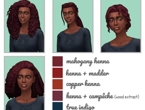 Henna hair pack 1 with a custom Buff at Frenchie Sim