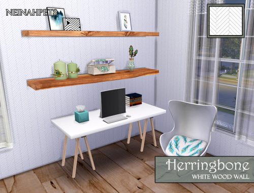 Herringbone White Wood Wall