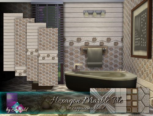 Hexagon Marble Tile in cappuccino blend