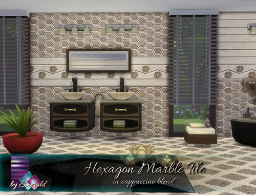 Hexagon Marble Tile in cappuccino blend