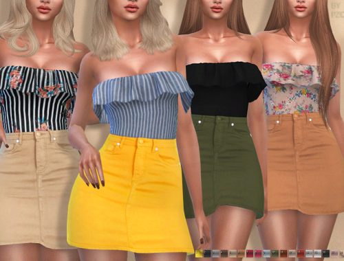 High Waisted Denim Jeans Mini Skirt