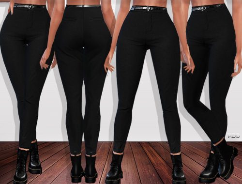 High Waisted Pants With Belt and Side Stripes