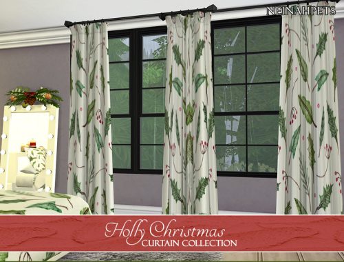 Holly Christmas Curtains