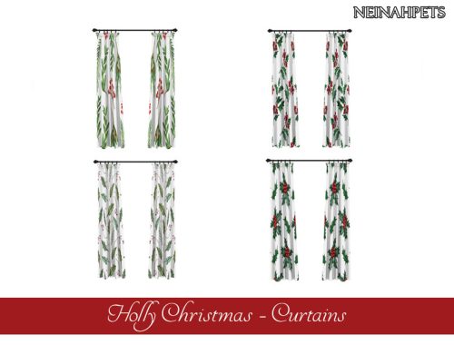 Holly Christmas Curtains