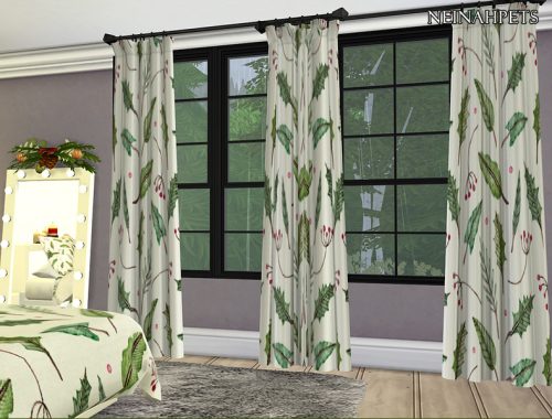 Holly Christmas Curtains