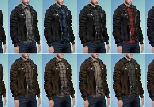 Hooded Leather Jacket Button-up Shirt (P) at Darte77