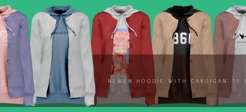Hoodie With Cardigan, Shirt With Vest, Roll Up Jeans & Denim Skirt at NEWEN