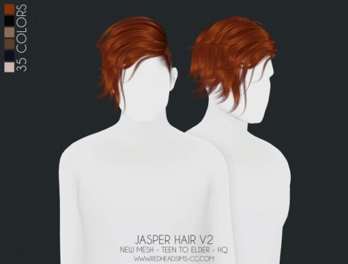 JASPER HAIR 2 VERSIONS ALL AGES at REDHEADSIMS