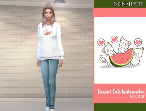 Kawaii Cats - Watermelon Hoodie