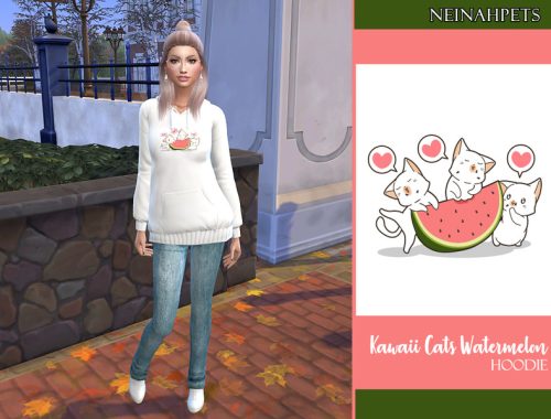 Kawaii Cats - Watermelon Hoodie