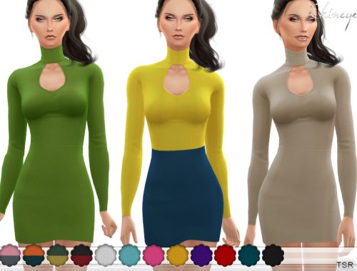Keyhole Turtleneck Dress