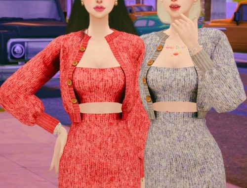 Knit mini dress and cardigan at RIMINGs
