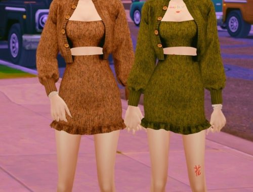 Knit mini dress and cardigan at RIMINGs
