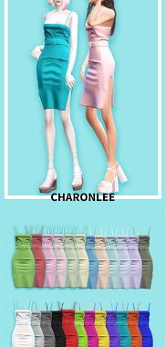 Knit slip dress with belt at Charonlee