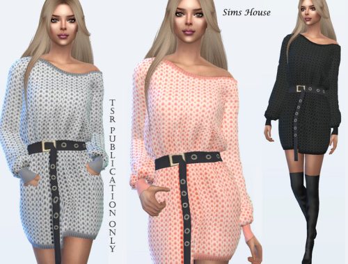 Knitted dress with a belt